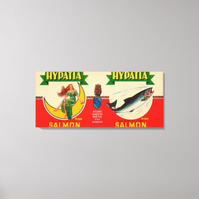 Hypatia Brand Salmon Label- Seattle, WA Canvas Print (Front)