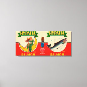 Hypatia Brand Salmon Label- Seattle, WA Canvas Print