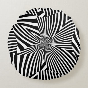 Hyper Black and White Round Cushion