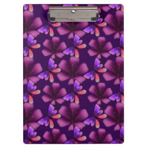 Hyper-Bloom Purple Butterfly: Dark Floral Clipboard