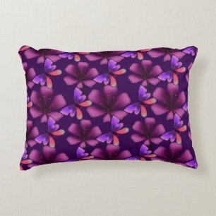 Hyper-Bloom Purple Butterfly: Dark  Floral  Decorative Cushion