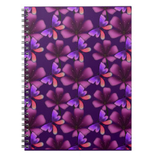 Hyper-Bloom Purple Butterfly: Dark  Floral  Notebook