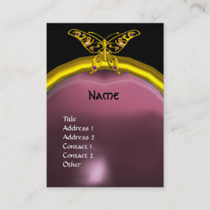HYPER BUTTERFLY AMETHYST MONOGRAM yellow pink Business Card