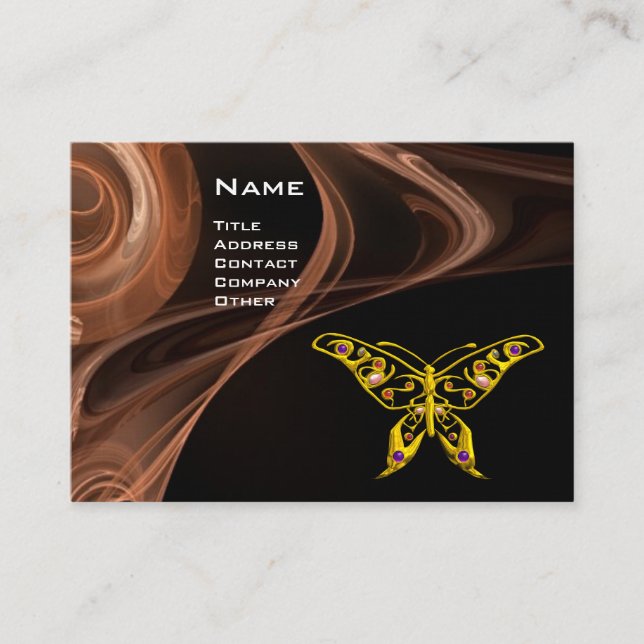 HYPER BUTTERFLY- bright  brown black yellow white Business Card (Front)