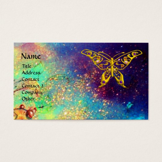 HYPER BUTTERFLY IN GOLD SPARKLES BUSINESS CARD