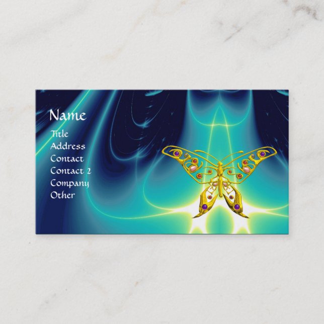 HYPER BUTTERFLY / LIGHT WAVES, Aqua Blue,Turquase Business Card (Front)