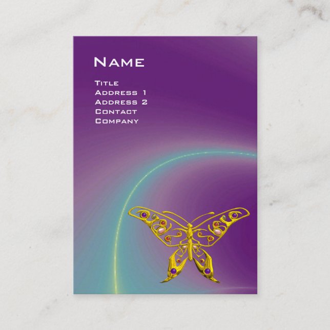 HYPER BUTTERFLY / LIGHT WAVES, Pink,Purple,Violet Business Card (Front)