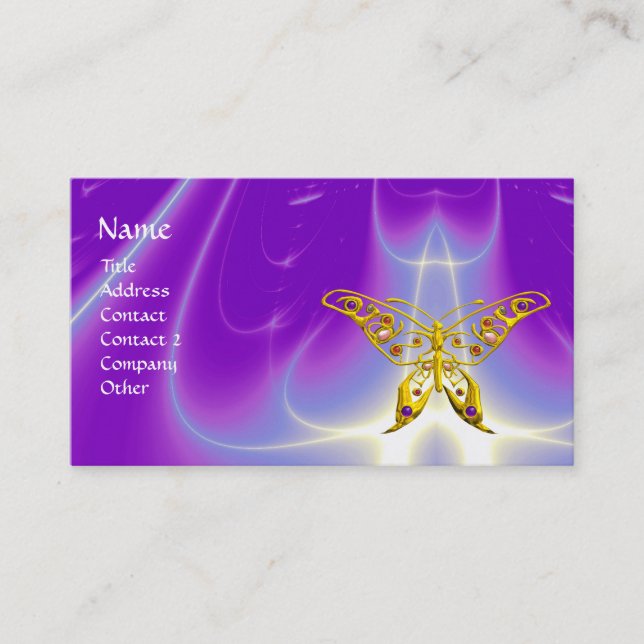 HYPER BUTTERFLY / LIGHT WAVES, Pink,Purple,Violet Business Card (Front)