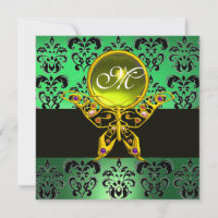 HYPER BUTTERFLY MONOGRAM,green damask, yellow gem