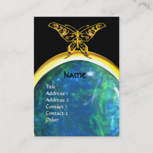 HYPER BUTTERFLY MONOGRAM opale yellow black  blue Business Card