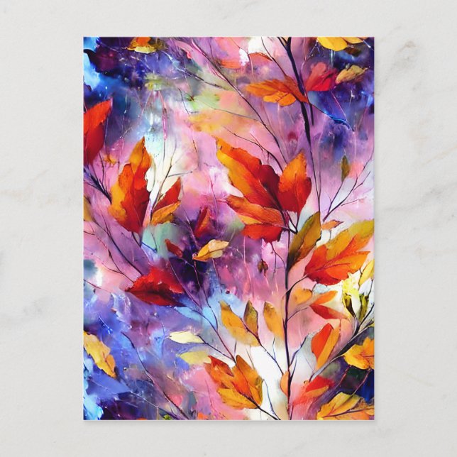 Hyper Detailed Fantasy Whimsical Brushstrokes Leav Postcard (Front)