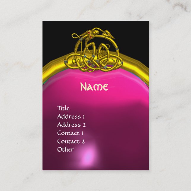 HYPER DRAGON AMETHYST MONOGRAM purple pink yellow Business Card (Front)