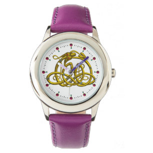 HYPER DRAGON,GOLD CELTIC KNOTS AND GEMSTONES White Watch