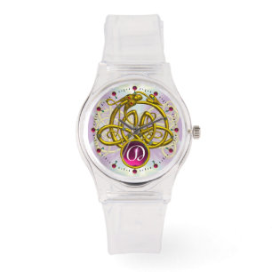 HYPER DRAGON / GOLD CELTIC KNOTS GEMSTONE MONOGRAM WATCH