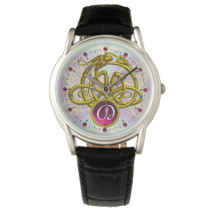 HYPER DRAGON / GOLD CELTIC KNOTS GEMSTONE MONOGRAM WATCH