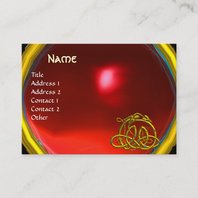 HYPER DRAGON RUBY , bright red pink Business Card (Front)