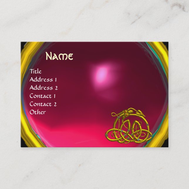HYPER DRAGON RUBY , bright red pink Business Card (Front)