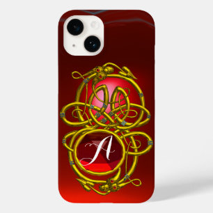 HYPER DRAGONS,GOLD CELTIC KNOTS Red Ruby Monogram Case-Mate iPhone 14 Case
