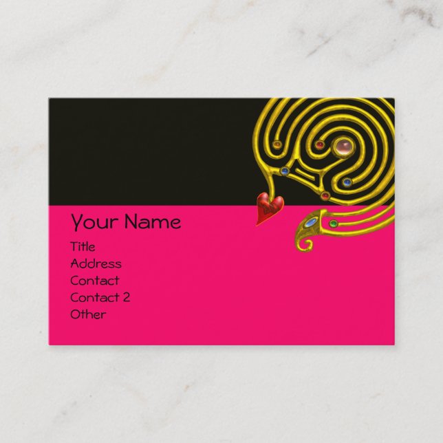 HYPER LABYRINTH, black and white pink Business Card (Front)