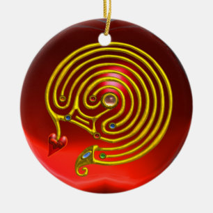 HYPER LABYRINTH  Red Ruby and Blue Sapphire Ceramic Tree Decoration
