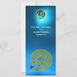 HYPER LABYRINTH ,Sapphire bright yellow blue Invitation