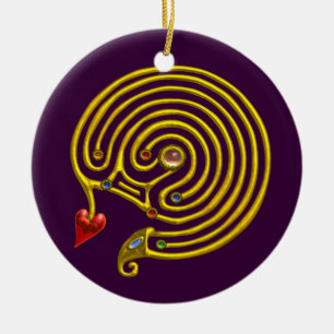 HYPER LABYRINTH white and purple Ceramic Tree Decoration