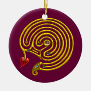 HYPER LABYRINTH white and Red Ceramic Tree Decoration