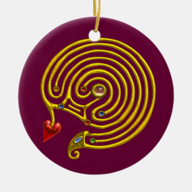 HYPER LABYRINTH white and Red Ceramic Tree Decoration (Front)