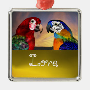 HYPER PARROTS / BLUE AND RED ARA Topaz Love Metal Tree Decoration