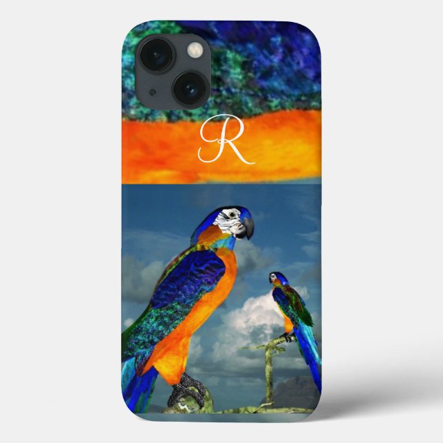 HYPER PARROTS /BLUE ARA MONOGRAM Case-Mate iPhone CASE (Back)