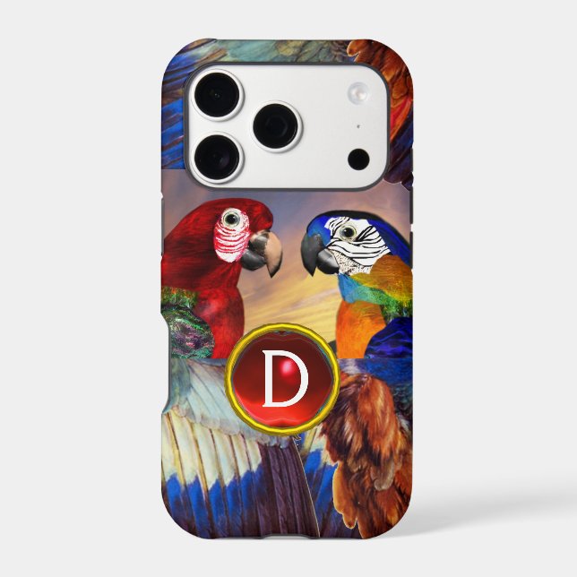HYPER PARROTS /RED AND BLUE ARA GEMSTONE MONOGRAM (Back)