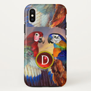 HYPER PARROTS /RED AND BLUE ARA GEMSTONE MONOGRAM iPhone XS CASE