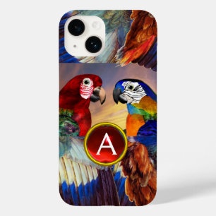 HYPER PARROTS /RED AND BLUE ARA GEMSTONE MONOGRAM Case-Mate iPhone 14 CASE