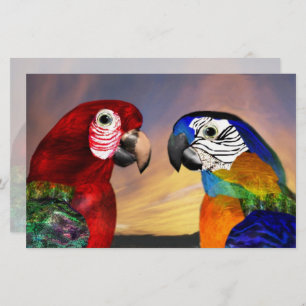 HYPER PARROTS / RED AND BLUE ARA ,green Stationery