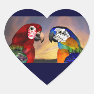 HYPER PARROTS / RED AND BLUE ARA  heart Heart Sticker