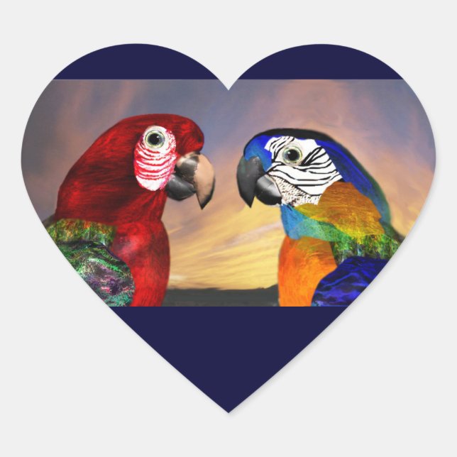 HYPER PARROTS / RED AND BLUE ARA  heart Sticker (Front)