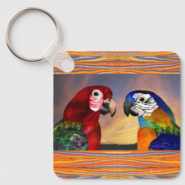 HYPER PARROTS /RED AND BLUE ARA KEY RING (Front)