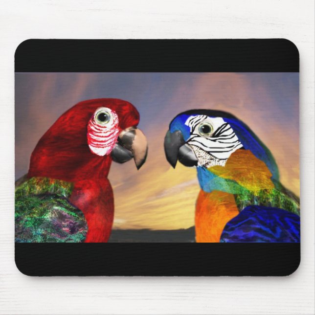 HYPER PARROTS /RED AND BLUE ARA MOUSE MAT (Front)