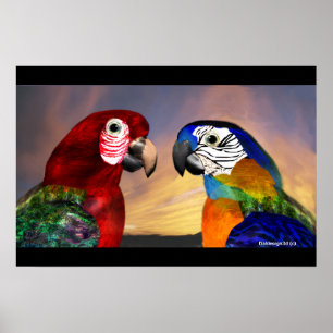 HYPER PARROTS / RED AND BLUE ARA POSTER