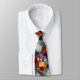 HYPER PARROTS /RED AND BLUE ARA ,RUBY GEMSTONES TIE