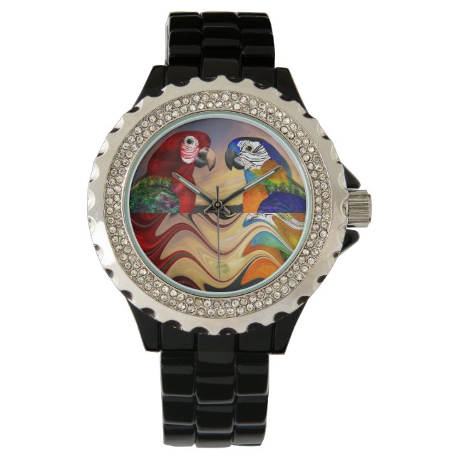 HYPER PARROTS RED,BLUE ARA ,COLORFUL REFLECTIONS WATCH (Front)