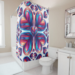 Hyper Plastic Hearts Shower Curtain