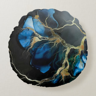 Hyper-Realistic Alcohol Ink Dreamscape Round Cushion