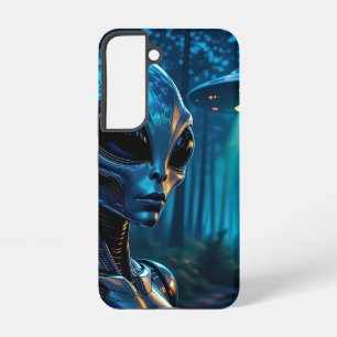 Hyper Realistic Alien and UFO in the Forest Samsung Galaxy Case