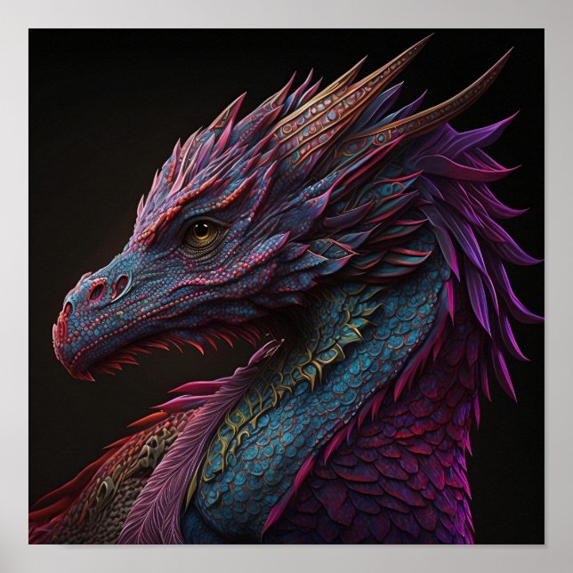 Hyper Realistic Dragon Art Poster (Front)
