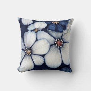 Hyper realistic floral style with navy blue flower cushion