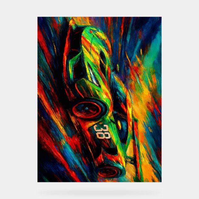 hyper stylized racing car acrylic sign (Front)