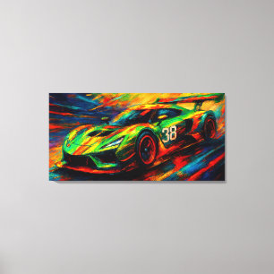 hyper stylized racing car canvas print