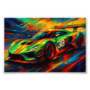 hyper stylized racing car photo print