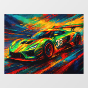 hyper stylized racing car window cling